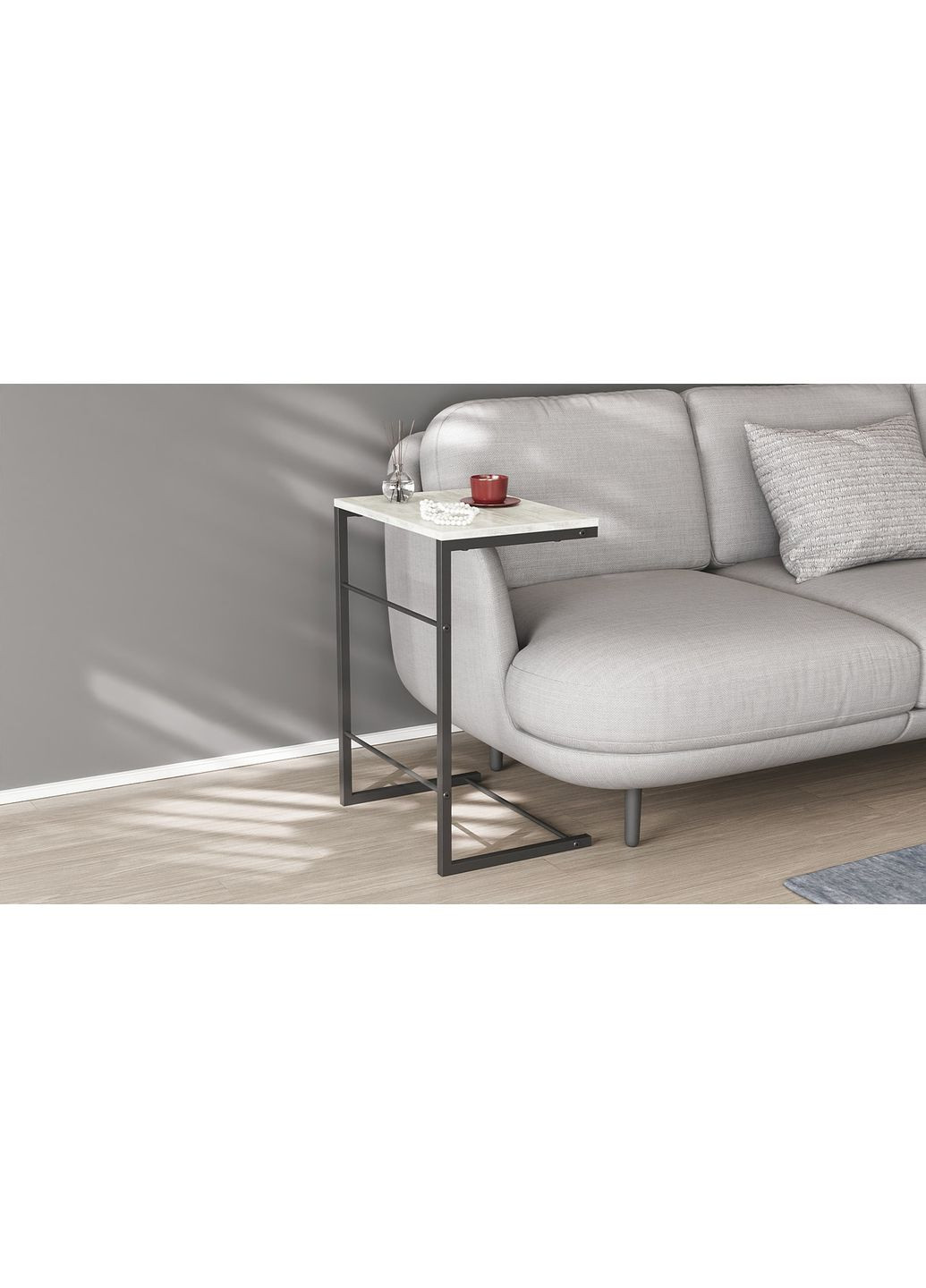 Столик приставний Террі 650x440x330 метал ДСП Бетон 16 мм (FRD-104654) Ferrum-decor (365445049)