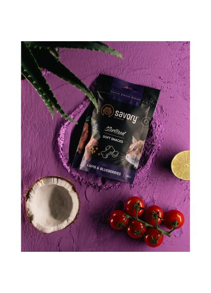 М'які ласощі для здоров'я стерилізованих котів, ягня із чорницями, 50 г Savory (349823116)