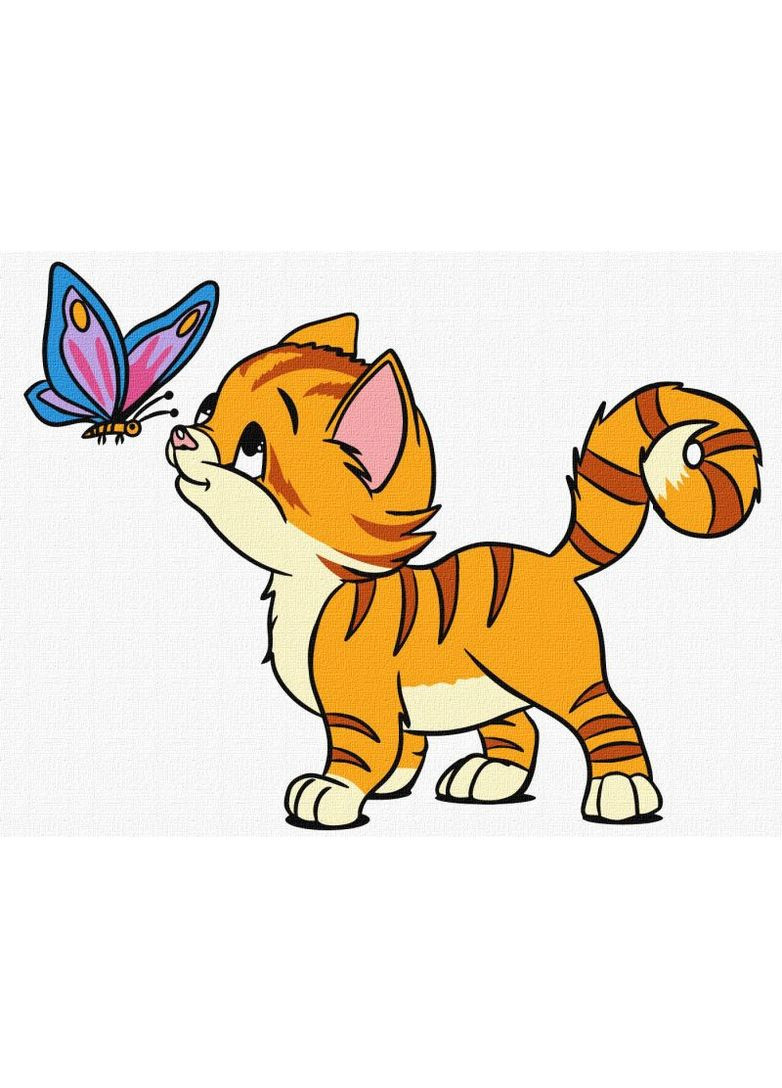 Картина за номерами - Котик і метелик 30х40 см IDEYKA (362219898)