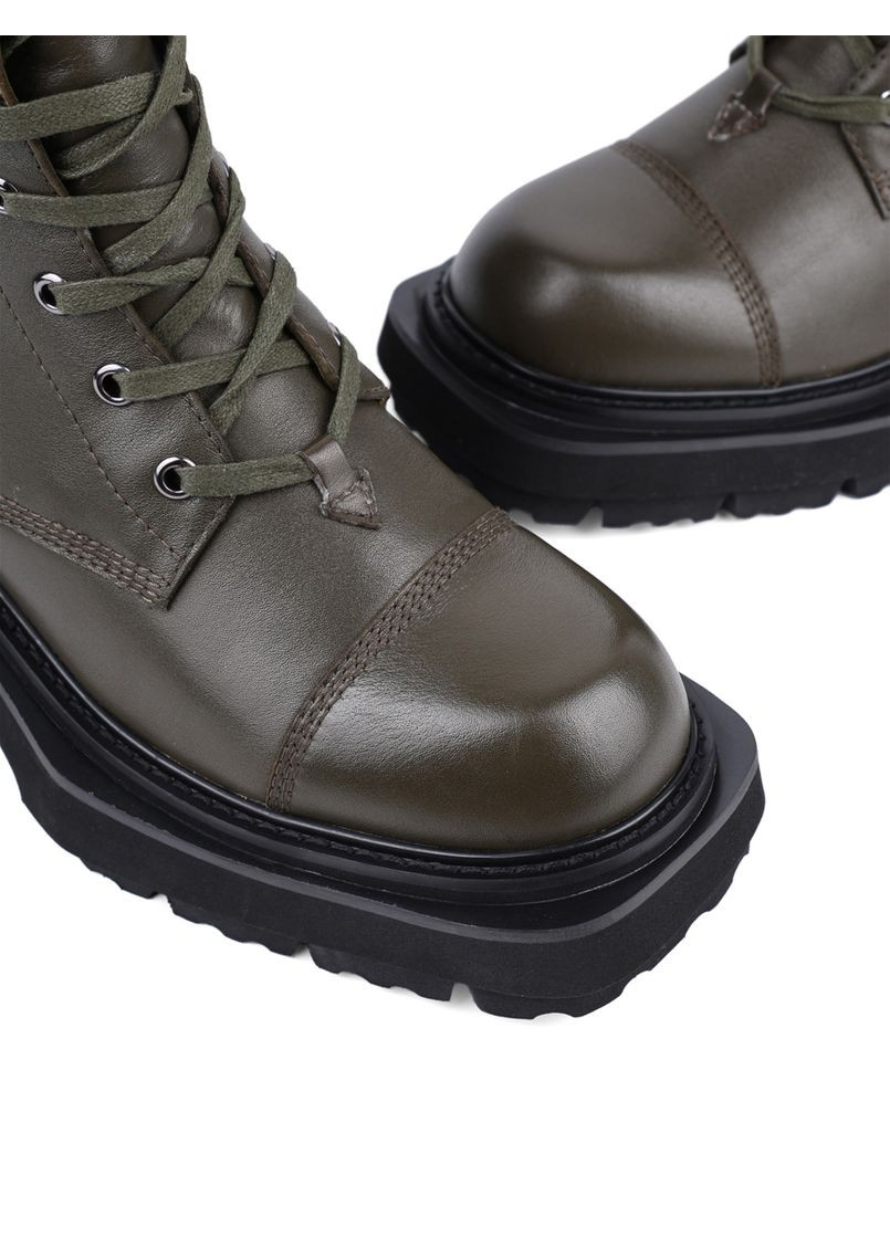 Осенние женские ботинки 6285-502-1 зеленый кожа MIRATON