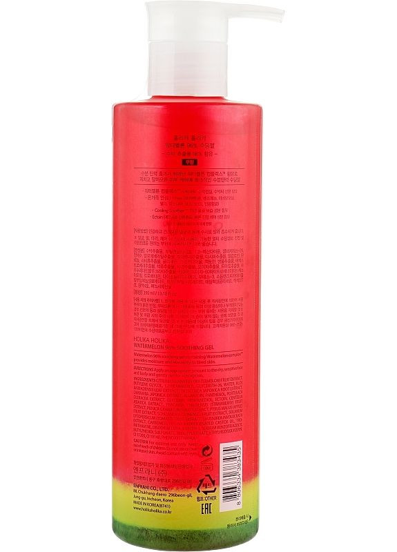 Holika Holika Гель для лица и тела с арбузным экстрактом - Holika Water Melon 96% Soothing Gel 390ml (2-1033698) — Крем, Южная Корея (369789589)