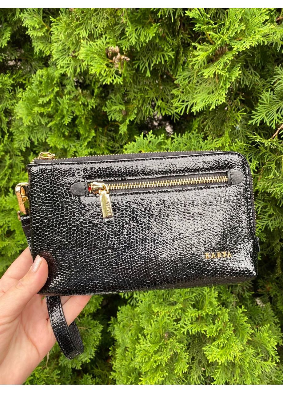 Клатч Турция, черный одно отделение, карманы снаружи, для карточек внутри, ремешок на руку Karya (351506174)