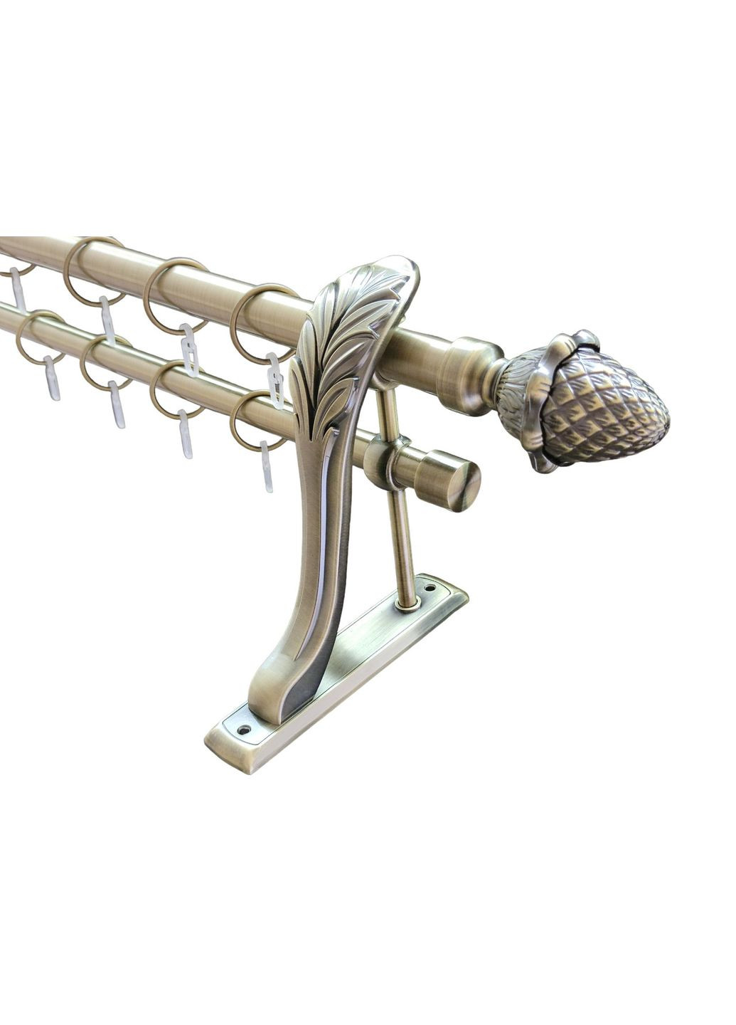 Карниз для штор Цинара металлический двухрядный ретро гладкая труба кольцо металлическое Антик 25\19 мм 300см ORVIT (299334707)