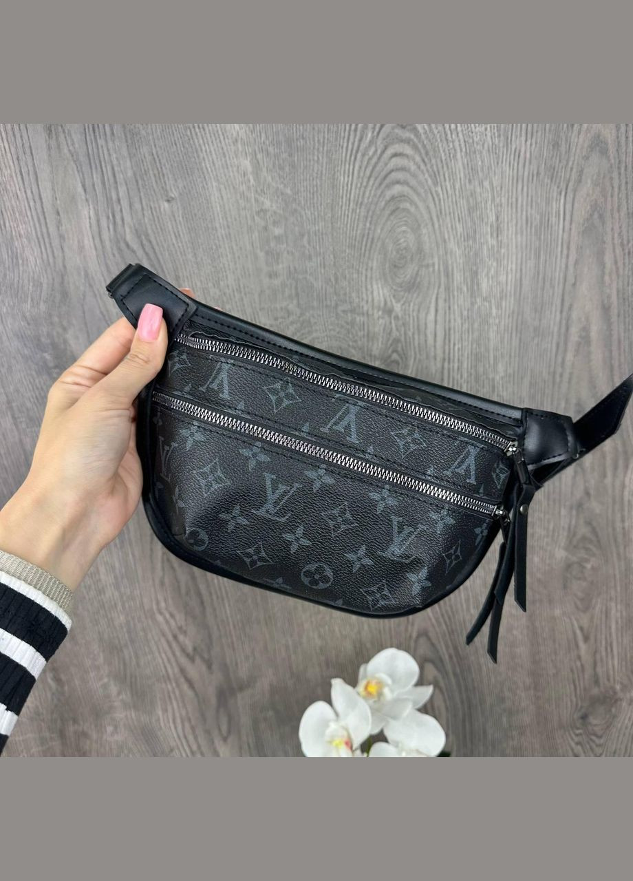 Жіноча сумочка бананка на груди стиль Луї Вітон, сумка крос-боді слінг Чорна No Brand (334730890)