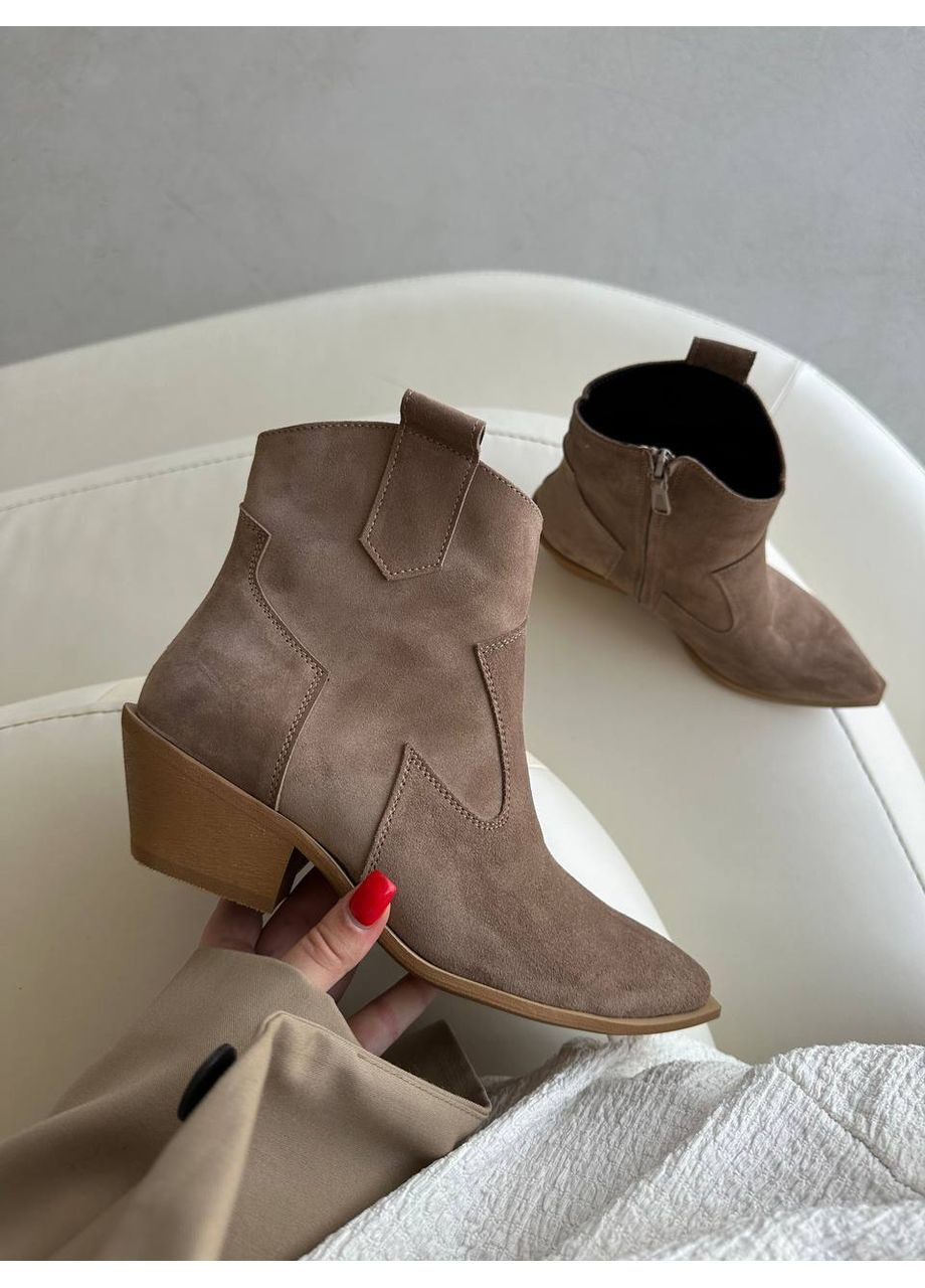 Зимние стильные женские козаки казаки No Brand без декора из натуральной замши