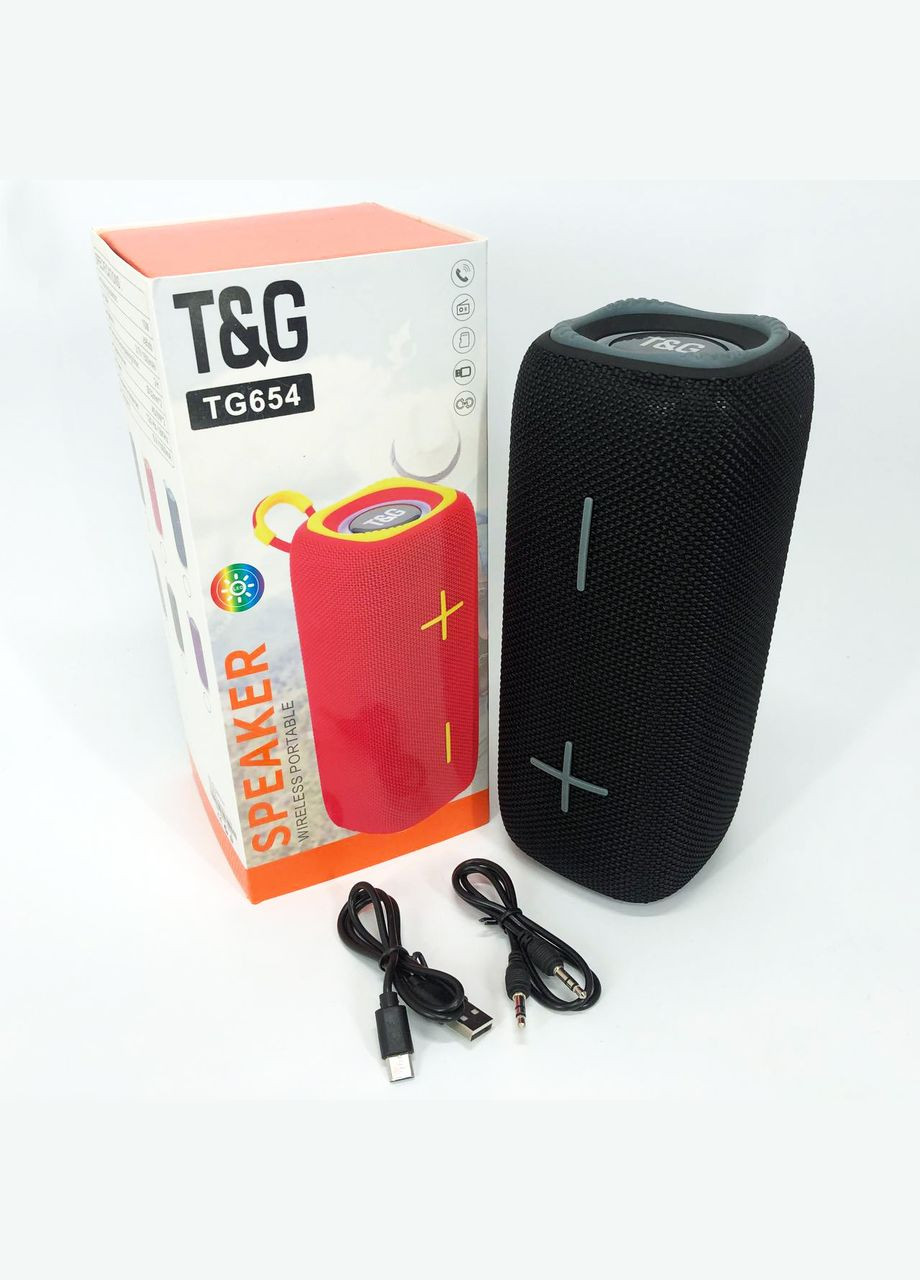 Портативная колонка Bluetooth TG654 8W с подсветкой, аккумуляторная колонка для музыки. Цвет: черный No Brand (359474577)