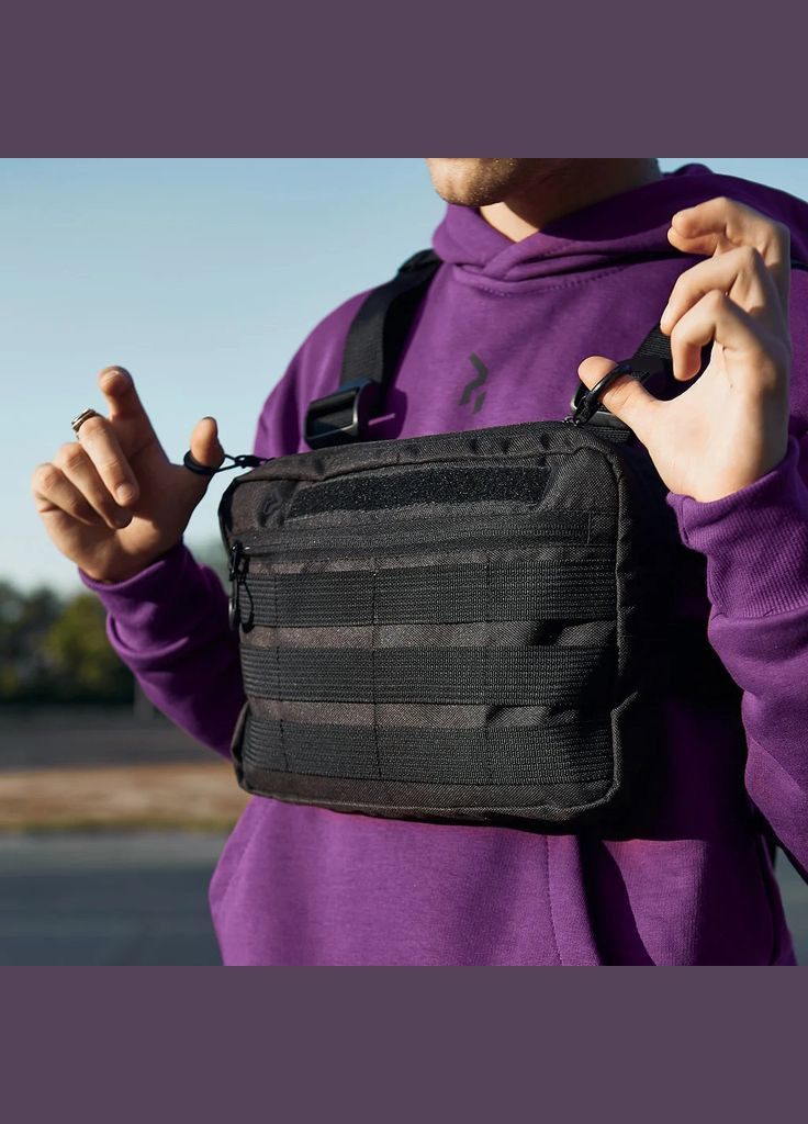 Чорна чоловіча сумка тактична нагрудна, Нагрудна сумка кобура, Сумка ЗСУ, Сумка через плече військова No Brand (329444782)