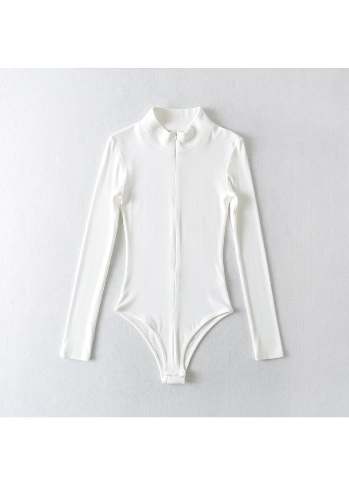 Женское боди классическое на змейке белое No Brand боді (365267329)