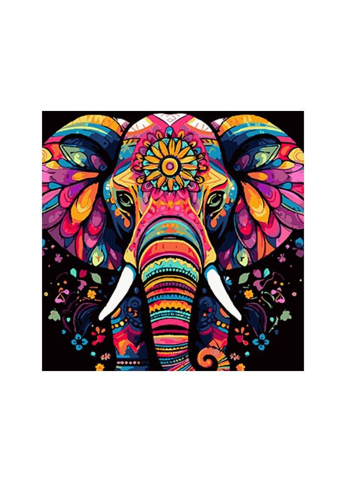 Картина за номерами Екзотичний слон на чорному фоні, (40х40 см) Strateg (324414750)