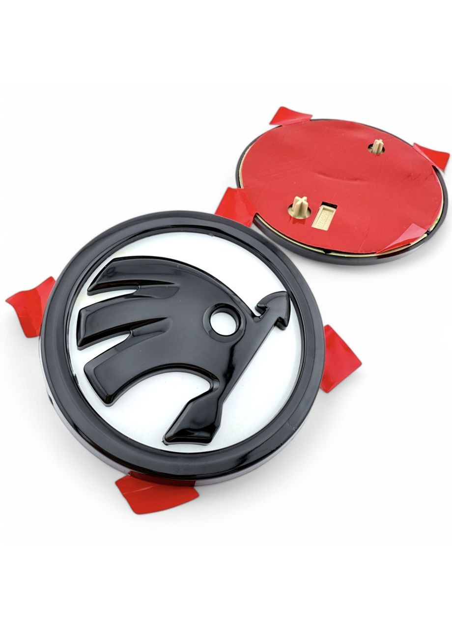 Эмблема логотип значок на капот, багажник Шкода 80мм, Белая Skoda (354698375)