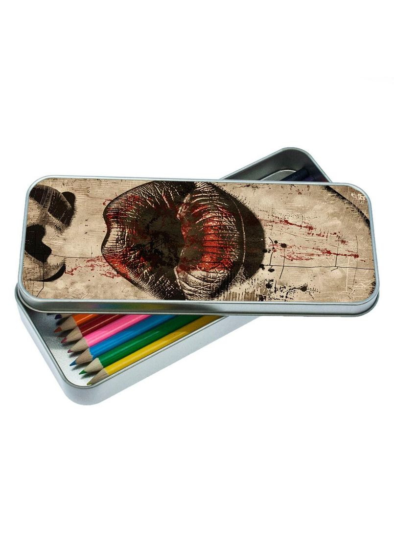 Пенал шкільний для хлопчика та дівчинки металевий губи 7*18 см Silver No Brand (309157722)