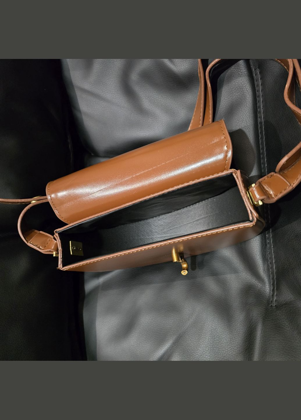 Коричневая сумка-седло ретро дизайн с застежкой No Brand (327880130)