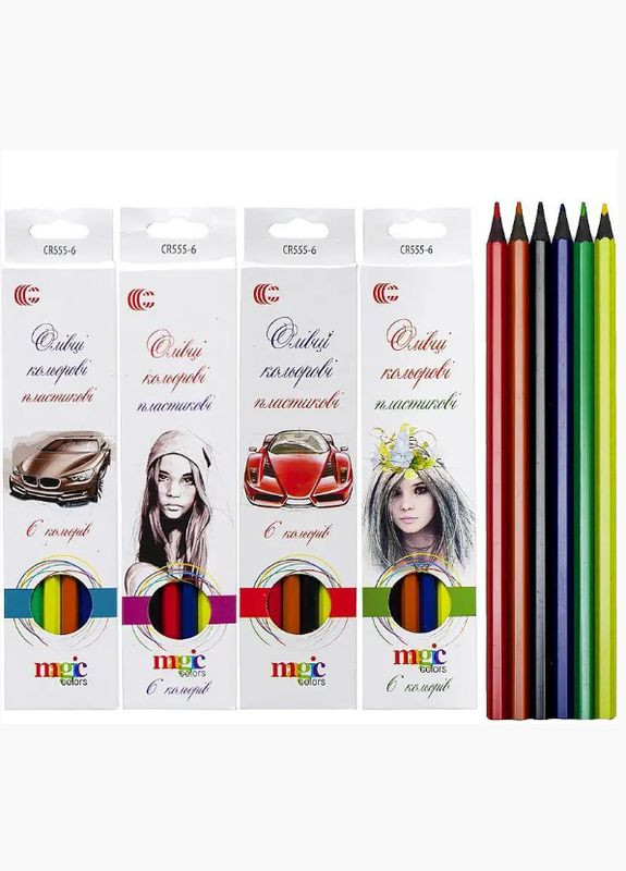 Цветные карандаши для рисования 6 шт CR555-6 White Night Набор цветных карандашей для школы Color-it (321144086)