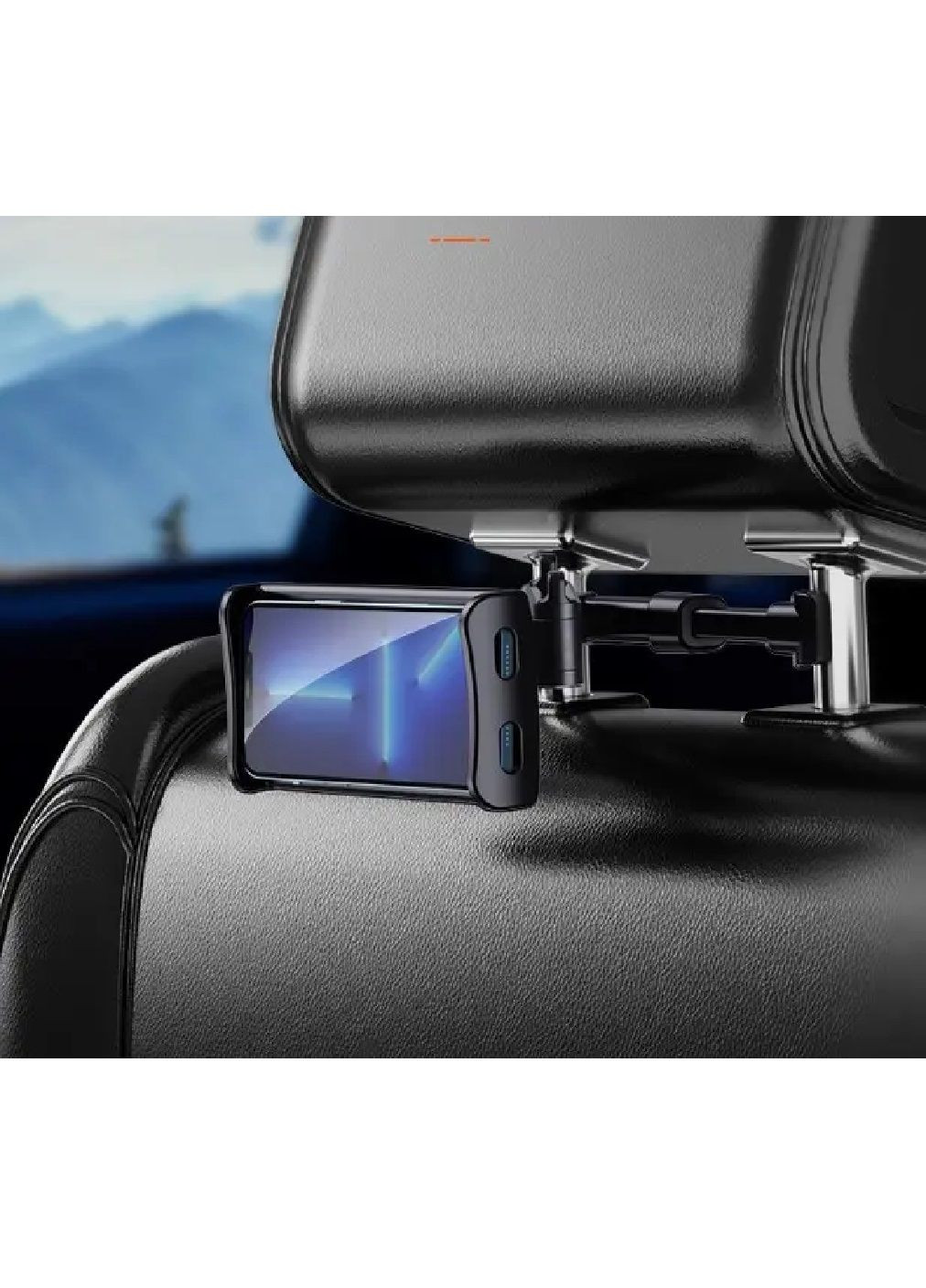 Тримач для телефона на підголівники сидінь в автомобіль із регулюванням довжини нахилу 19.5 см (478976-Prob) Чорний із червоним Unbranded (315319182)