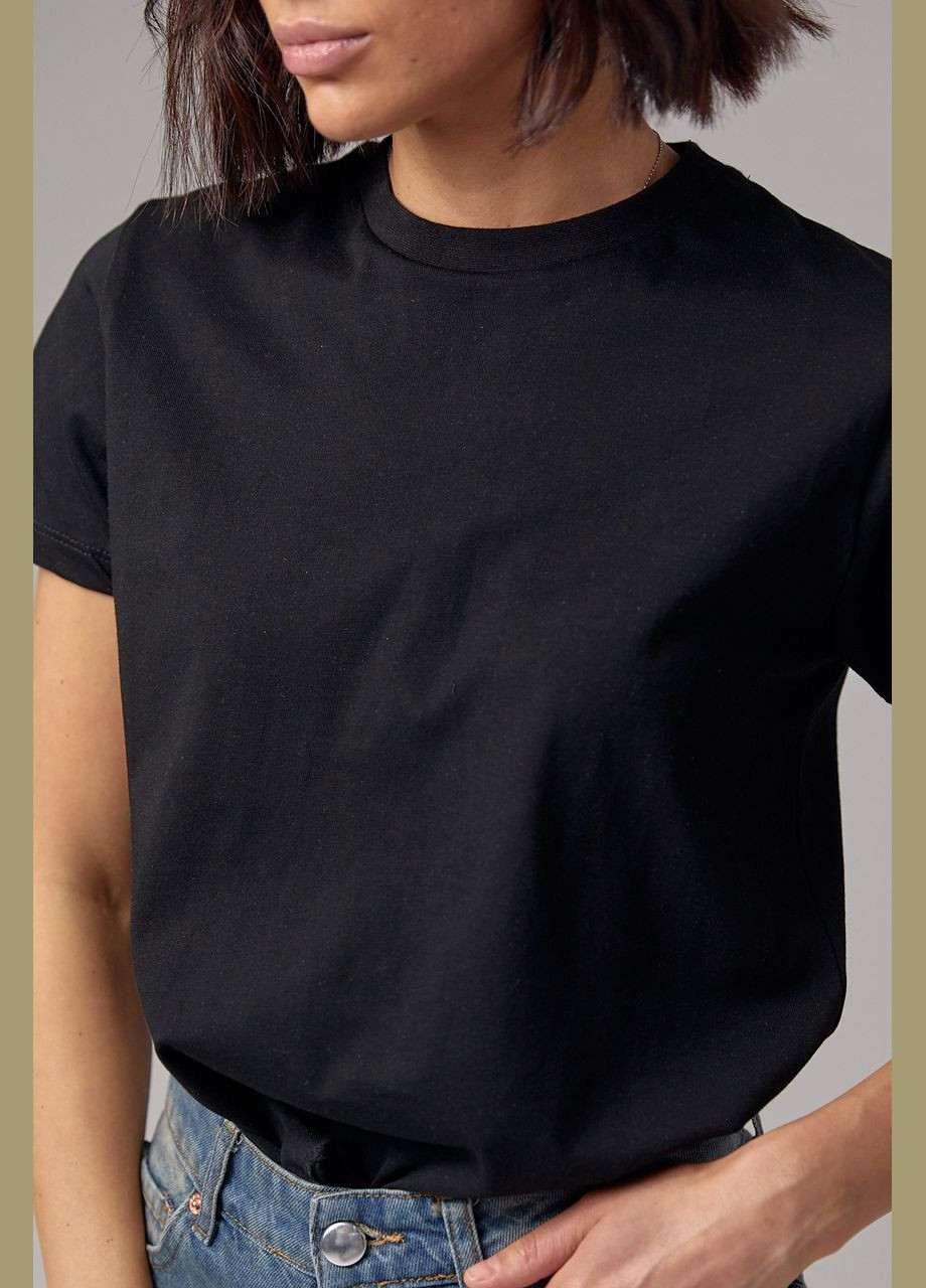 Чорна літня базова жіноча однотонна футболка - чорний Lurex