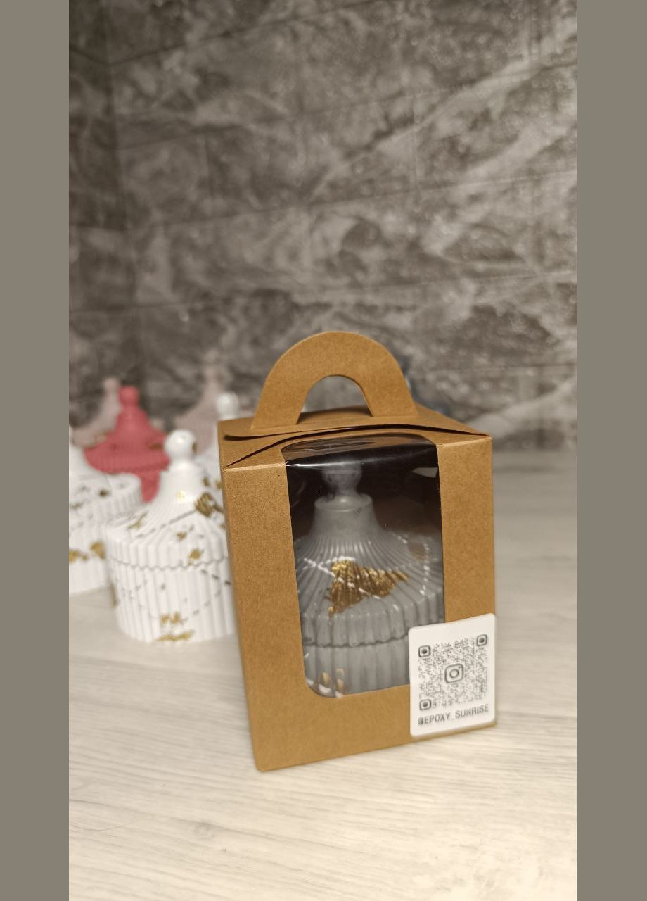 Свічка із соєвого воску в гіпсовому кашпо Золотий захід ручної роботи Hand Made (323141414)