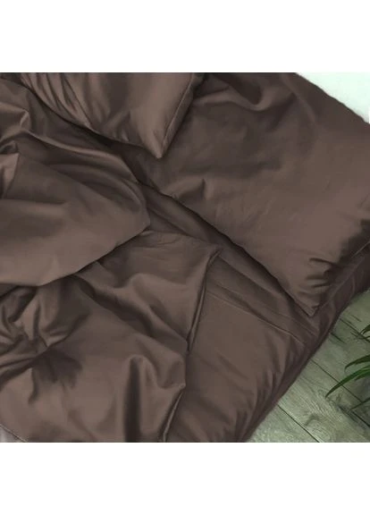 Комплект постільної білизни Сатин JUNIOR Satin Light Pro 10-010 Brown Полуторний Євро Mirson (399958350)