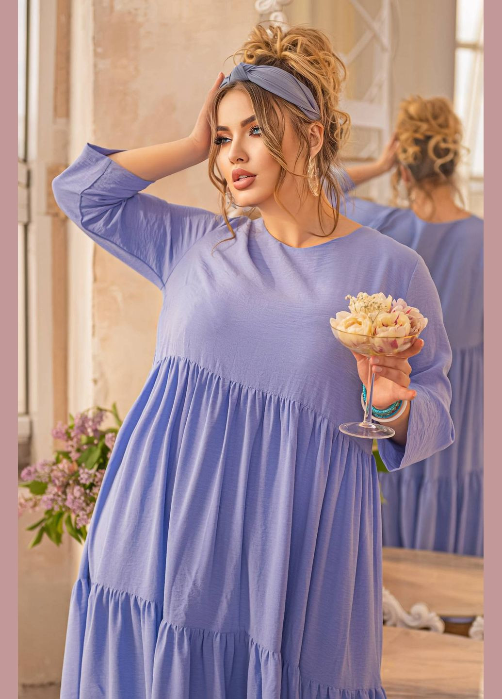 Сиреневое откровенный платье с оборками клара сиреневая 56 Tatiana