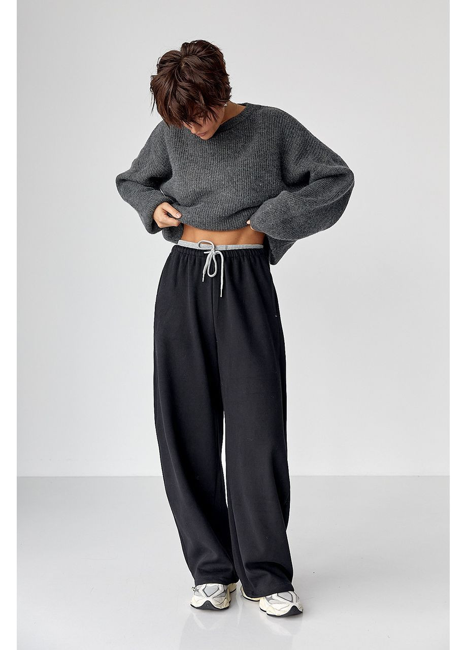 Широкі спортивні штани з начосом - світло-сірий колір Lurex (370601959)