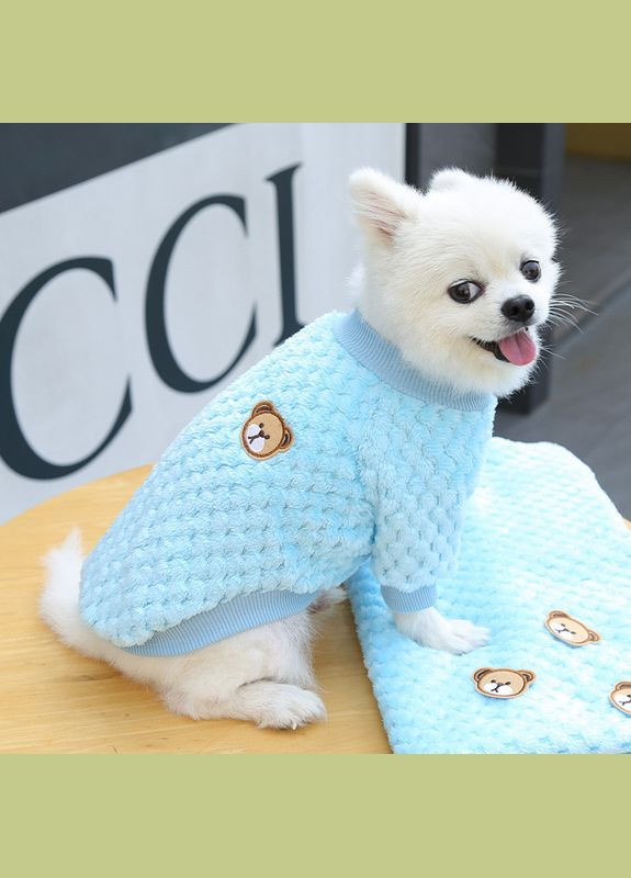 В'язаний махровий светр для котів Pet Style "Ведмедик" Блакитний 2XL No Brand - (323234906)