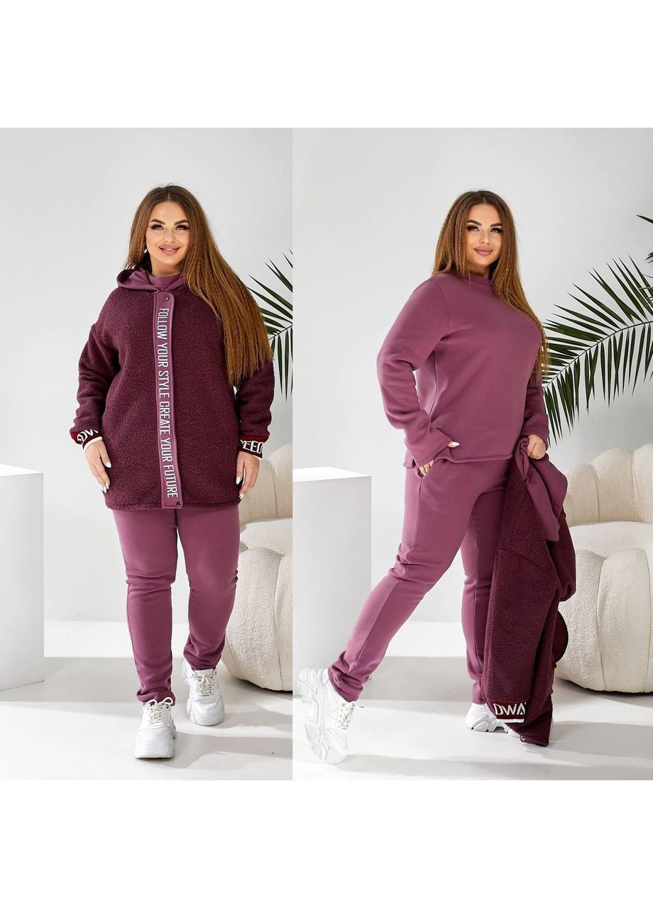 Костюм теплий трійка Куртка Тедді,світшот та штани трьохнитка на флісі Україна (364088331)