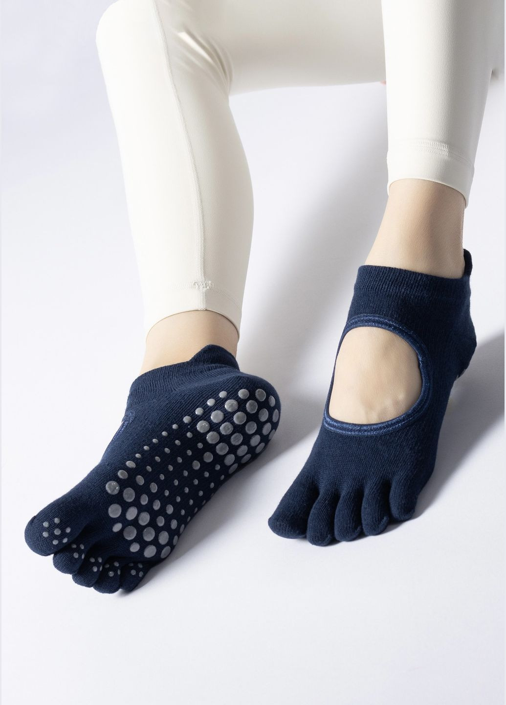 Тёмно-синие носки для йоги однотонные (336889308)