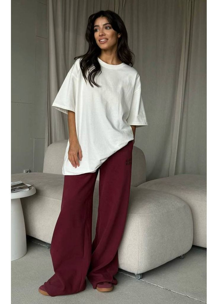 Стильные оверсайз штаны палаццо с логотипом Україна (351480274)