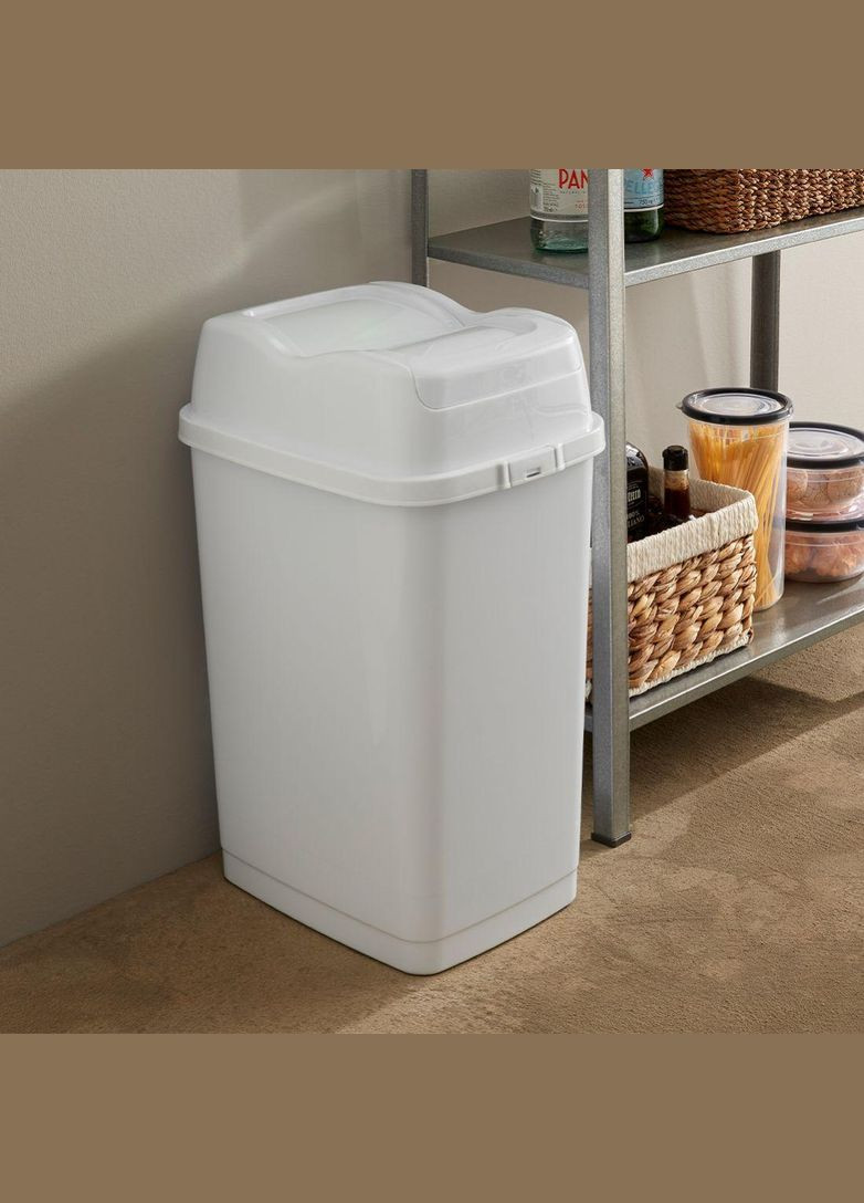 Відро для сміття 18 л з відкидною кришкою Біле 09713-2 Dunya (307829089)