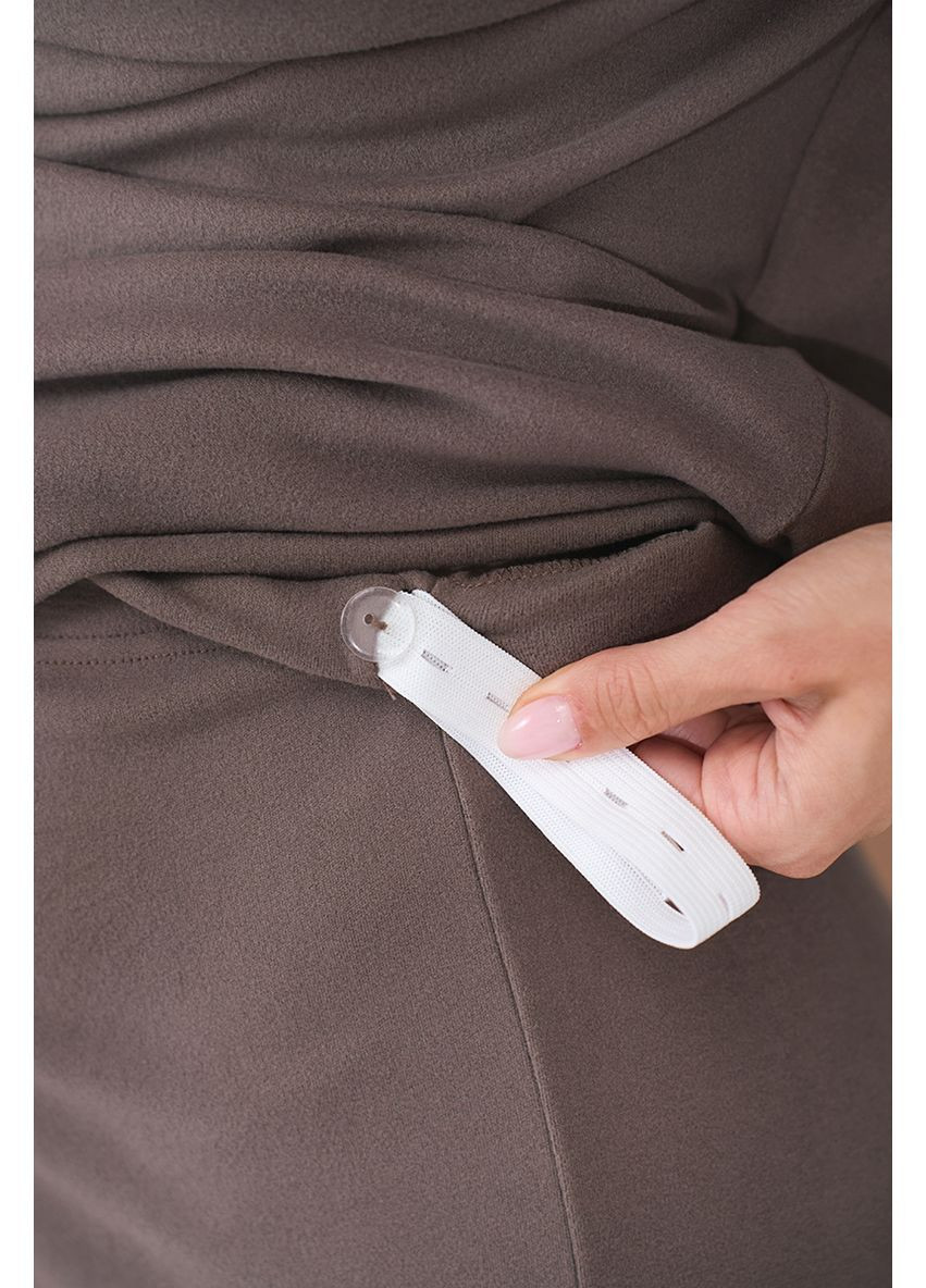 Домашний костюм для беременных и кормящих из термотрикотажа серо-бежевый Юла мама (363620718)