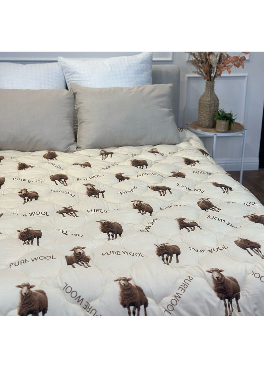 Ковдра двоспальна з овечої вовни Pure wool 21434 175х215 см бежева Arda (365964073)