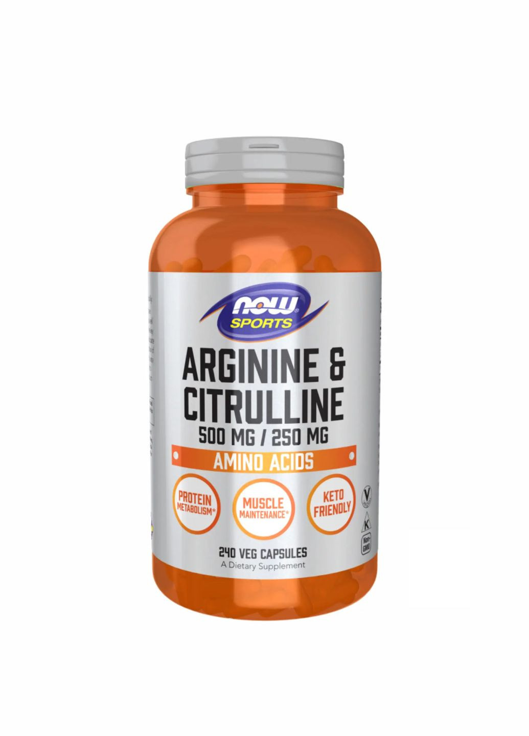 Arginine Citrulline 500mg/250mg - 240 vcaps Вітаміни для покращення метаболізму Now Foods (280933561)