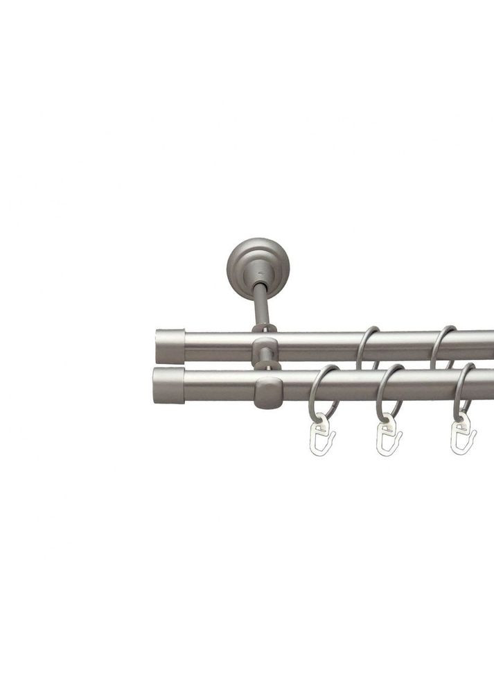 Карниз Заглушка металлический двухрядный открытый гладкая труба Сатин 19\19 мм 300 см (6308097) ORVIT (300799832)