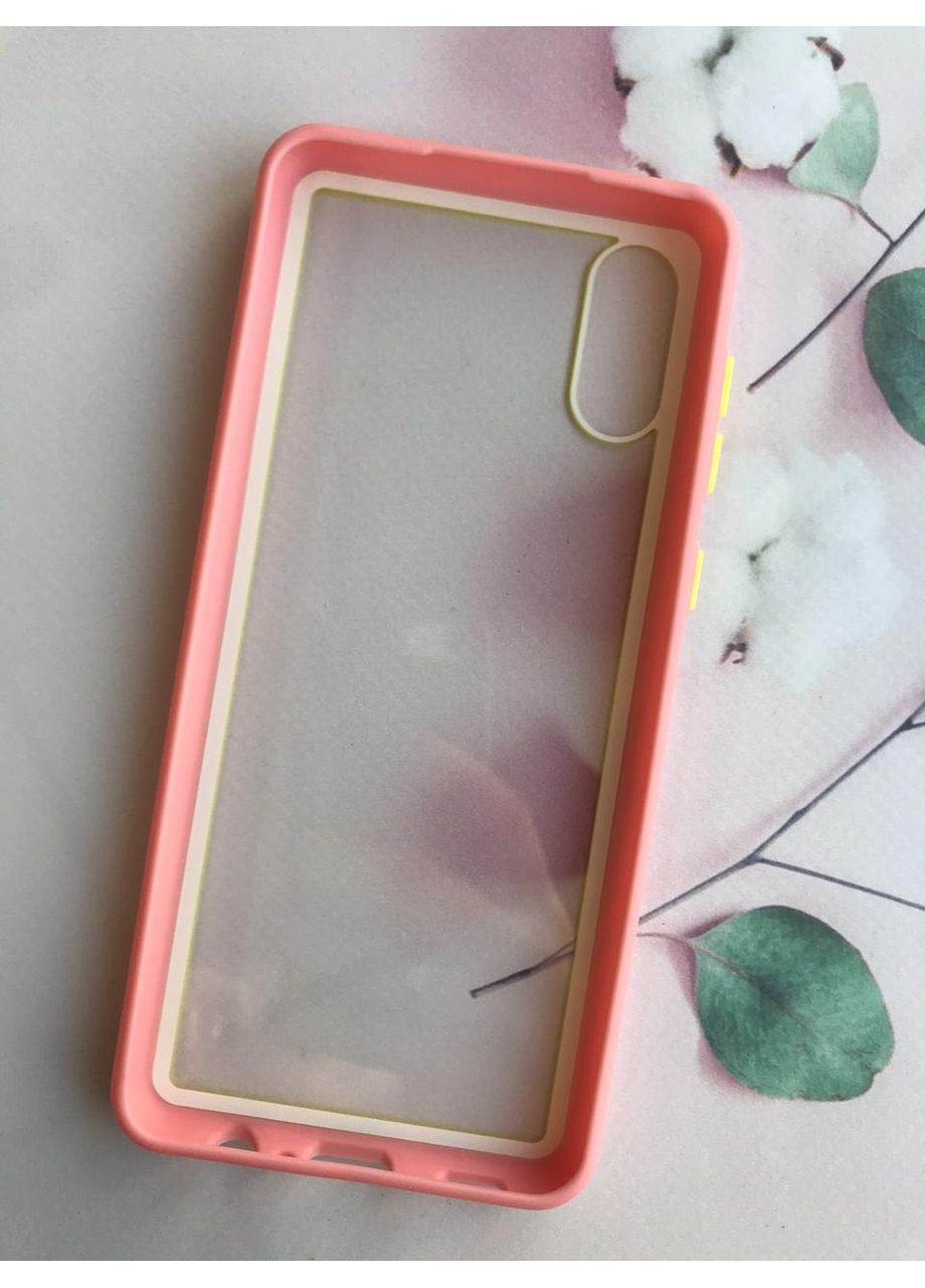 Прозрачный чехол с резиновым бампером для Samsung Galaxy A02 / A022 (2021) Жёлто-розовый Silicone Case (359487589)