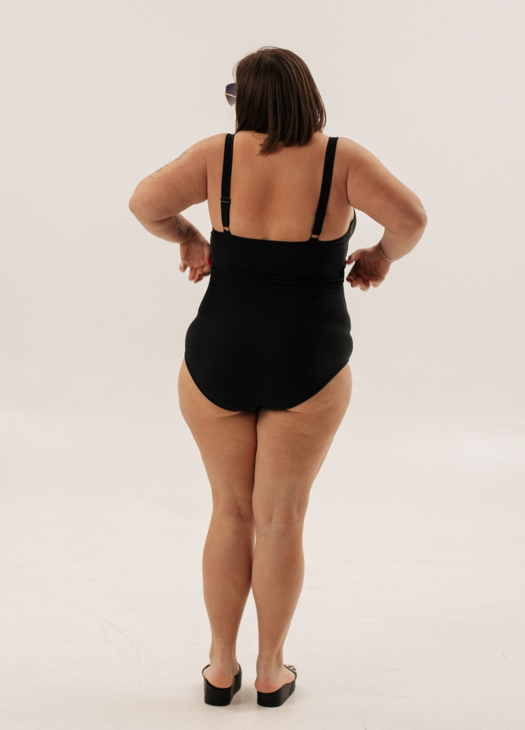 Черный демисезонный сплошной купальник слитный Ods