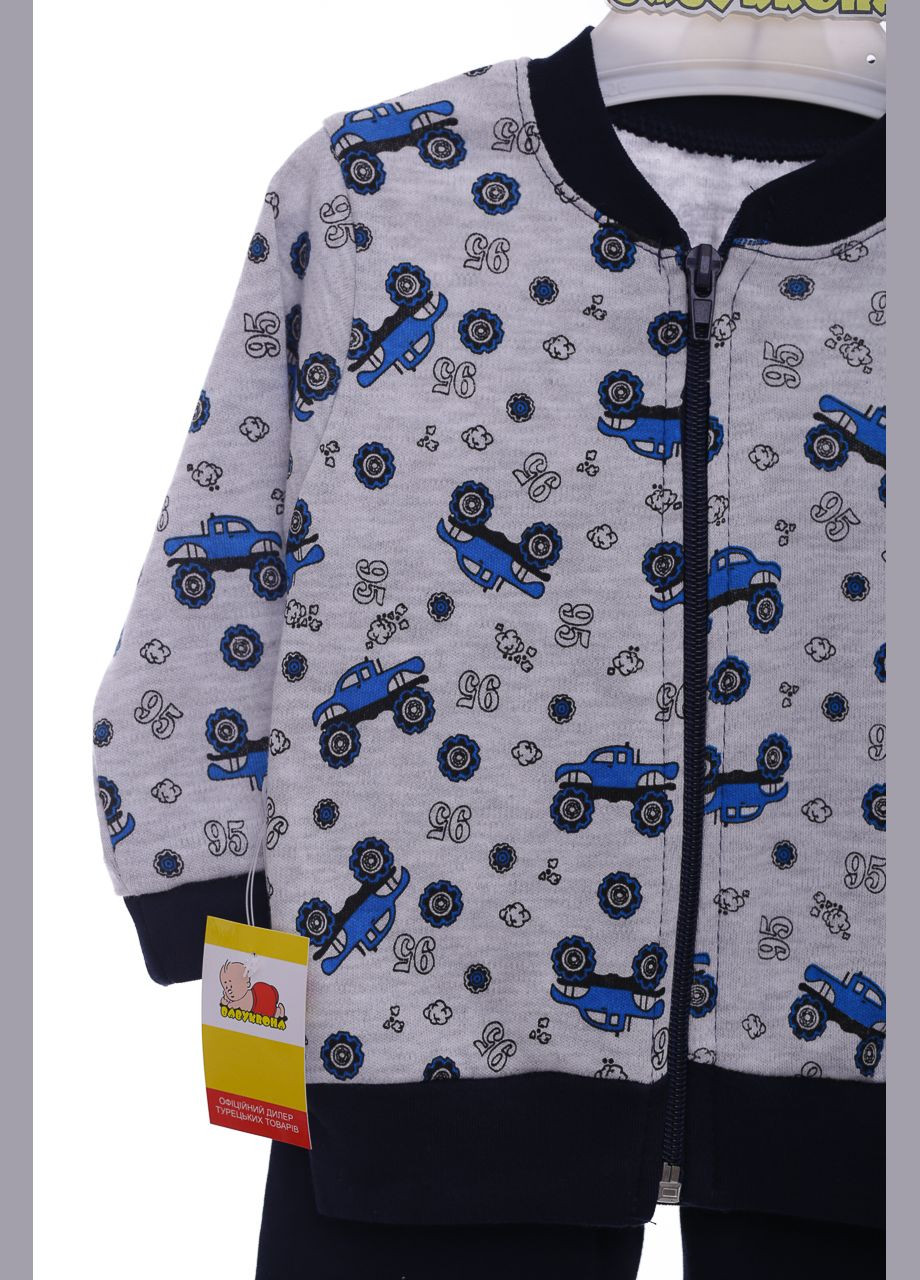 Синій демісезонний костюм із довгим рукавом для хлопчика трикотажний з машиною синій 68 см (36826) BABYKROHA