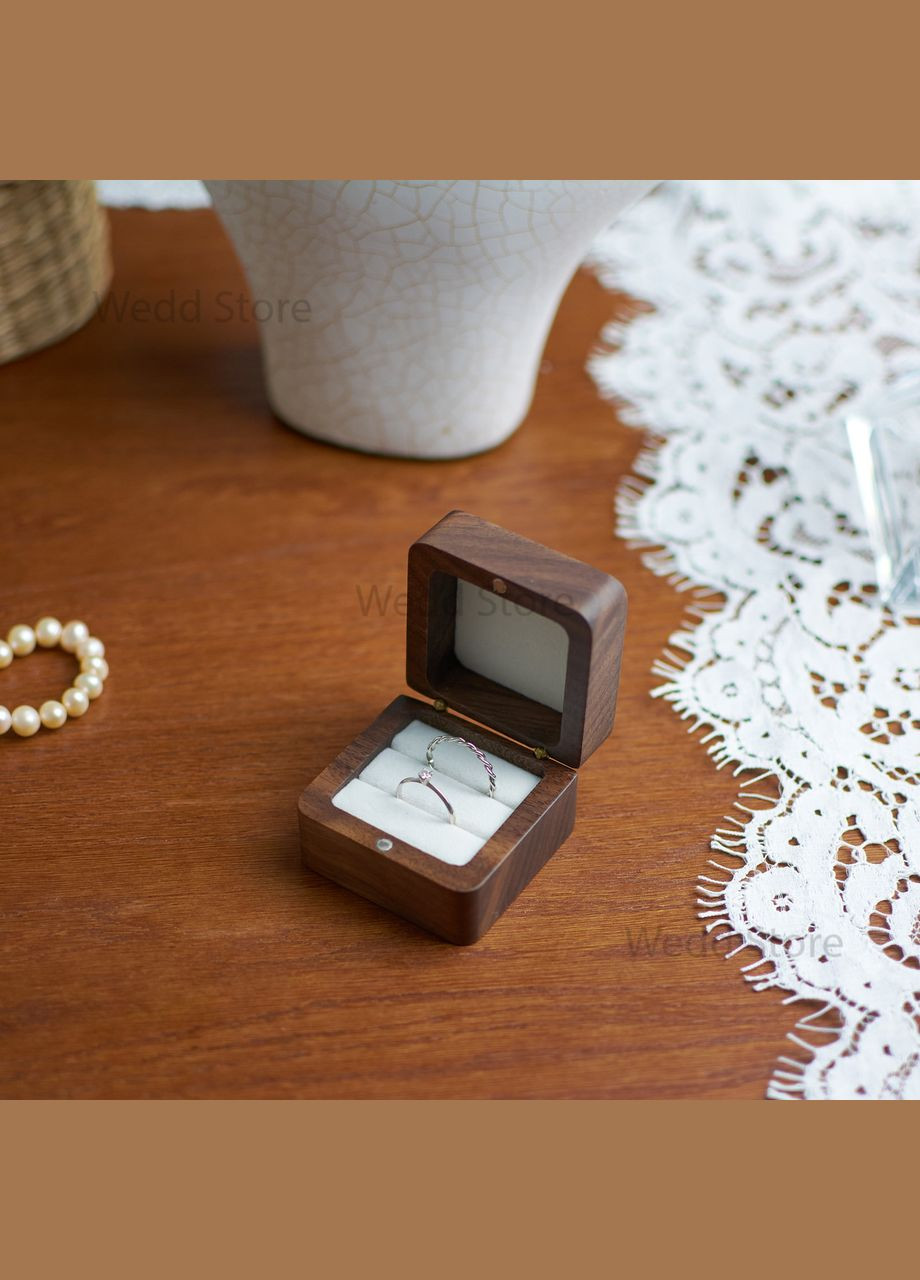 Весільна скринька для обручальних кілець SOHO Дерев'яна Коробочка-шкатулка для двох кілець футляр для обручок No Brand (338436943)