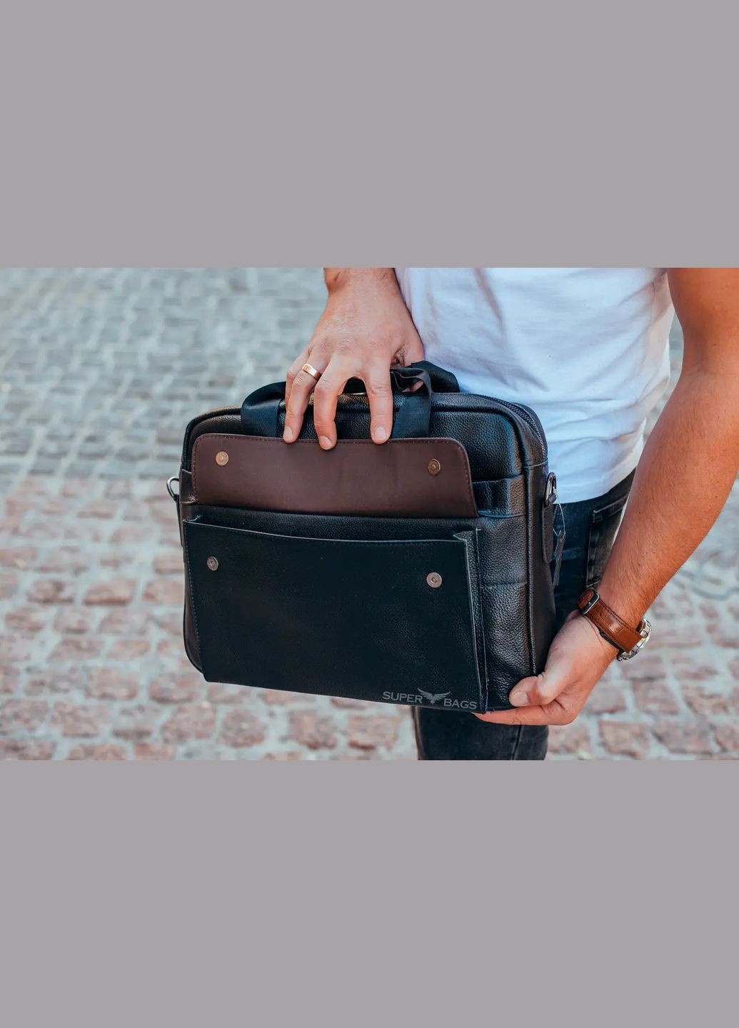 Кожаная мужская деловая сумка-портфель для документов SK N54365 No Brand (335039963)