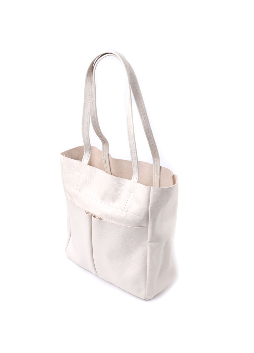 Містка сумка-шопер із натуральної шкіри бежева 22843 Shvigel (329195183)