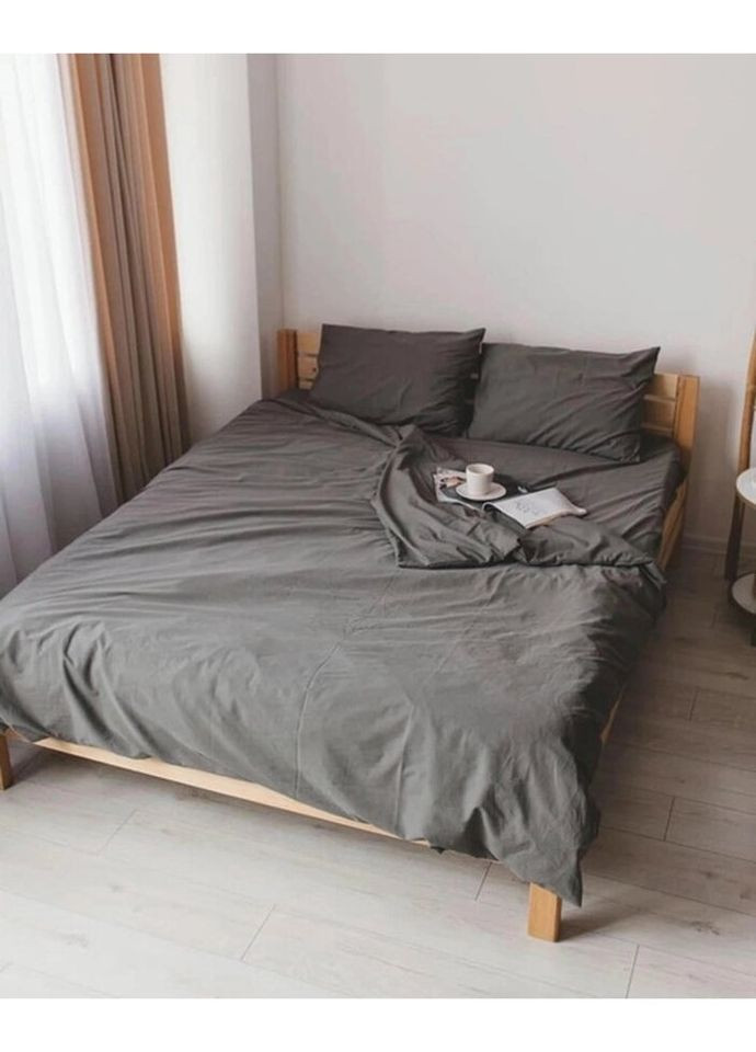 Постельное белье полуторное Home Вареный хлопок 20468 160х215 см темно-серое DUSHKA (336328666)