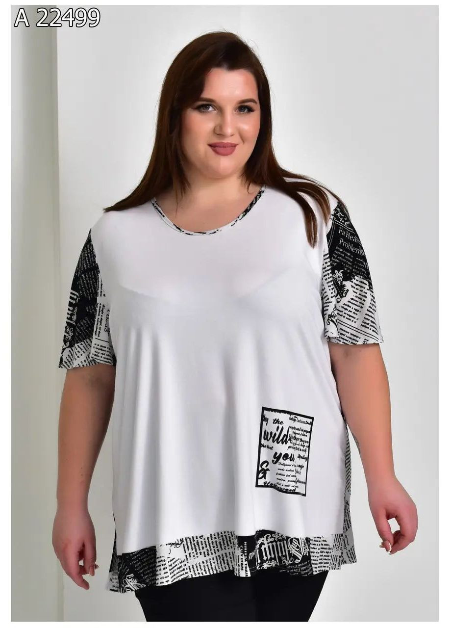 Чорно-біла літня жіноча футболка великого розміру SK