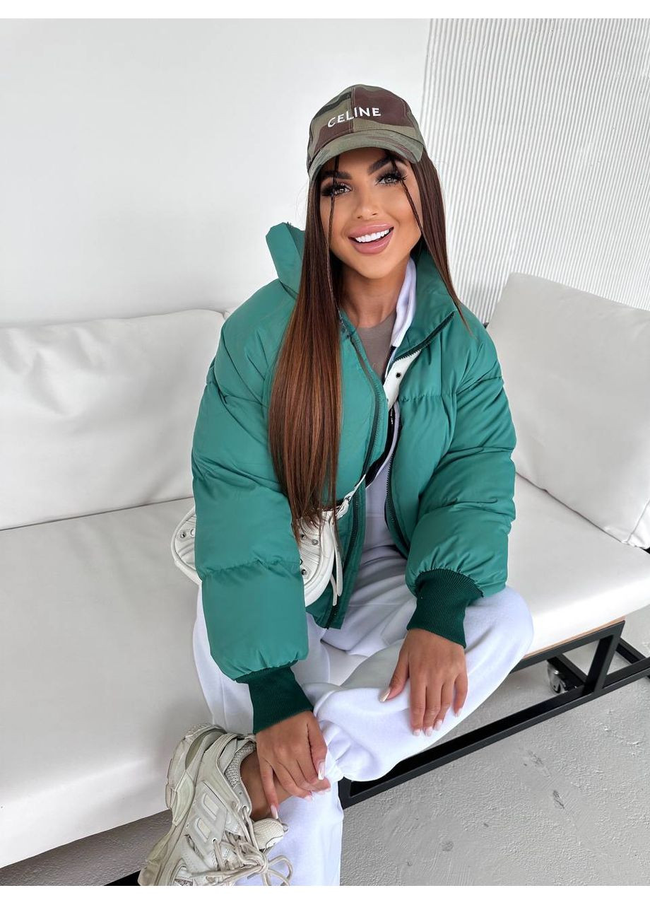 Зеленый демисезонный Пуховик No Brand