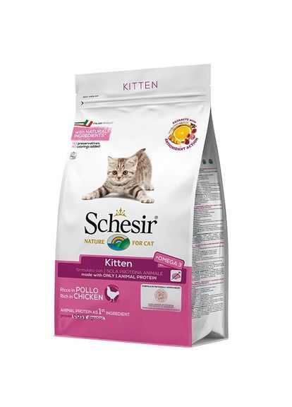 Сухий монопротеїновий корм для кошенят Cat Kitten з куркою 1.5 кг (8005852760517) Schesir (279570569)
