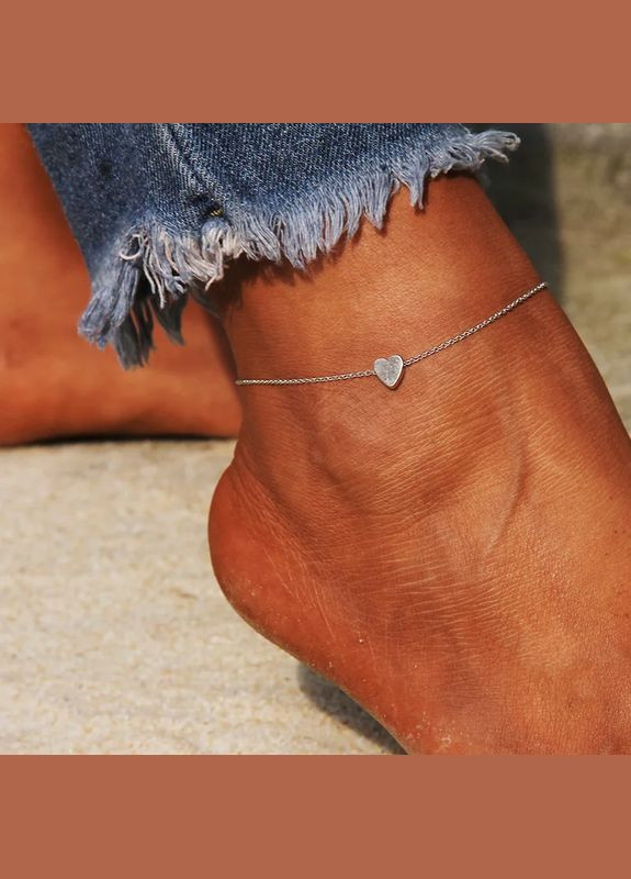 Шикарный женский браслет на ногу с сердцем цепочка No Brand (340275856)