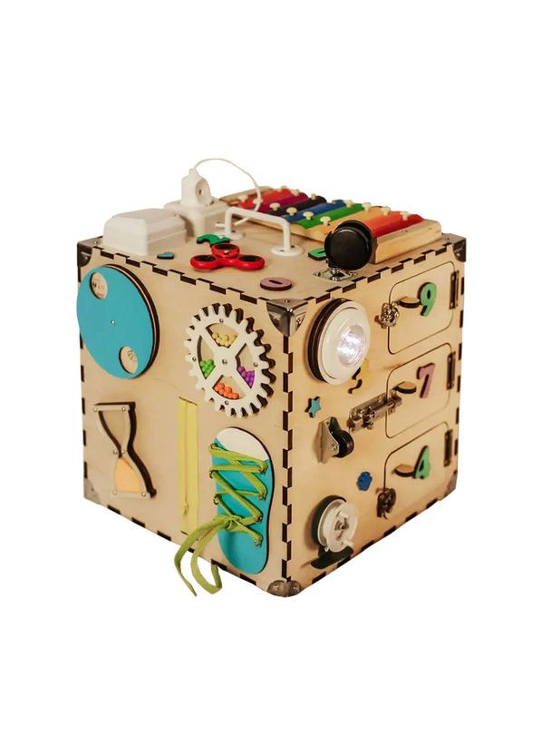 Розвиваюча іграшка Бізікуб TG200126 30х30х30см Натуральний Temple Group (368792059)