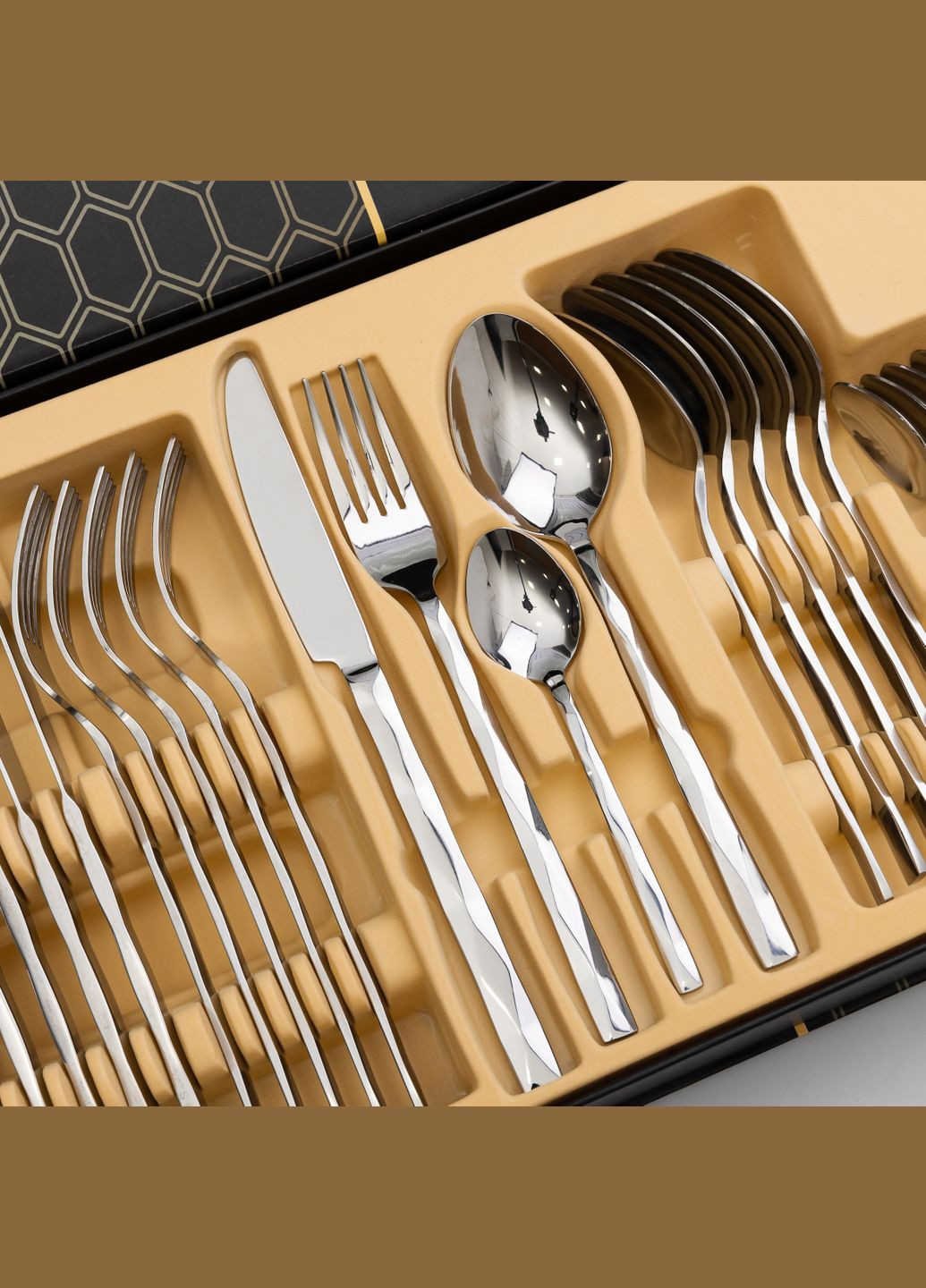 Набор столовых приборов на 6 персон с фактурой, хром. Yiwu (324234921)