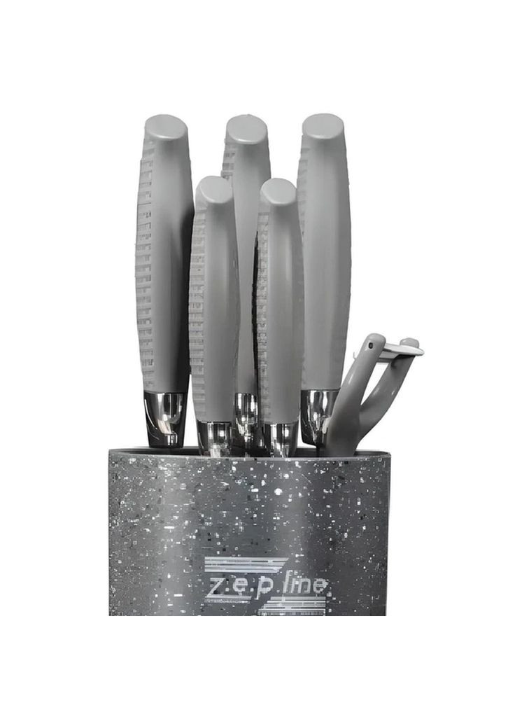 Професійний набір ножів з підставкою 7 предметів Zepline ZP-046 сірий, нержавіюча сталь