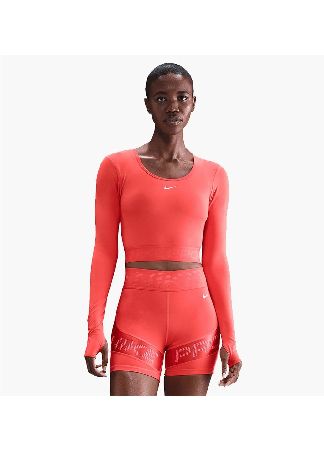 Лонгслив женский Pro WomenS Dri- Fit Cropped Long- Sleeve Top Red Nike (365963419)
