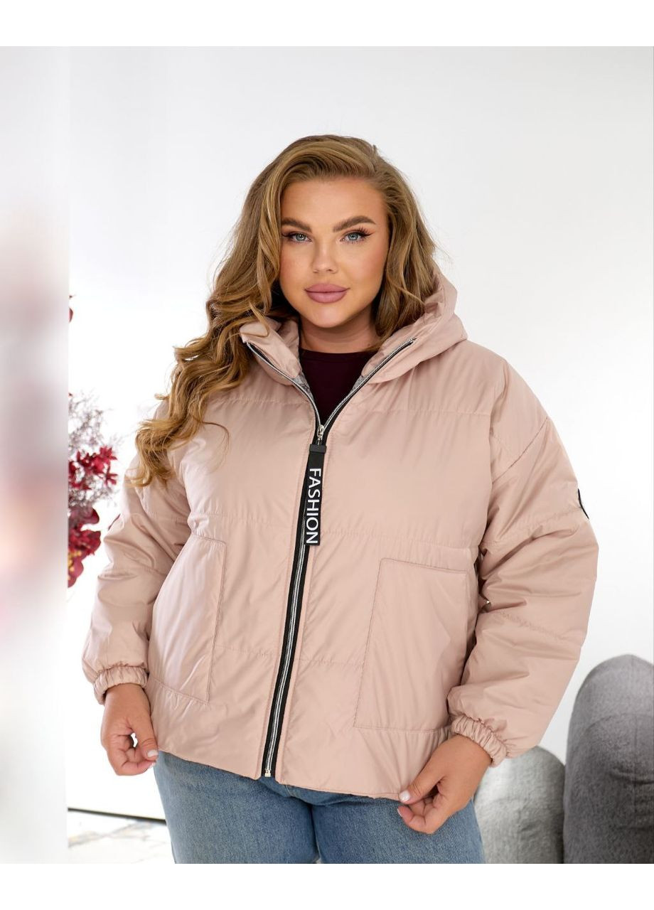 Персиковая демисезонная женская весенняя куртка из плащевки — замеры в описании куртка-пальто Vione