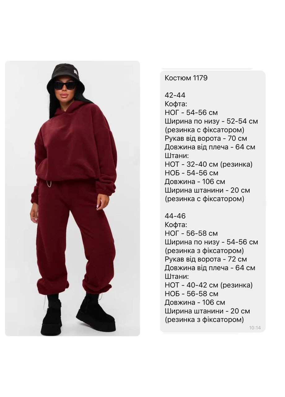 Бордовый демисезонный костюм 2-йка на флисе, очень тёплый качественный костюм с капюшоном,подойдет даже для очень холодных дней No Brand 1179-2 (308067155)
