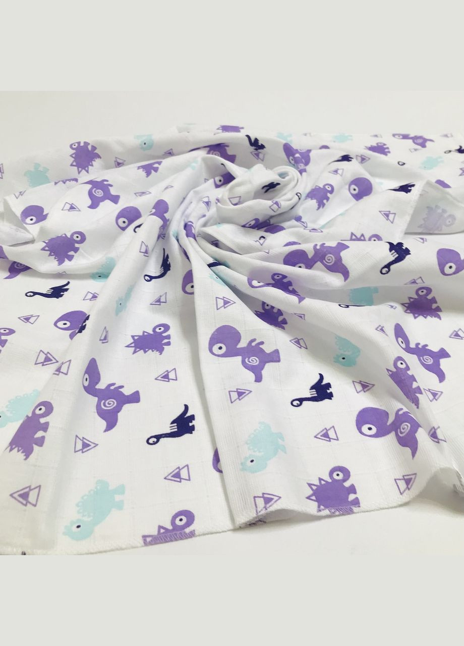 Пеленка муслиновая двухслойная Фиолетовые динозавры 100x75 см Penetka (323210814)
